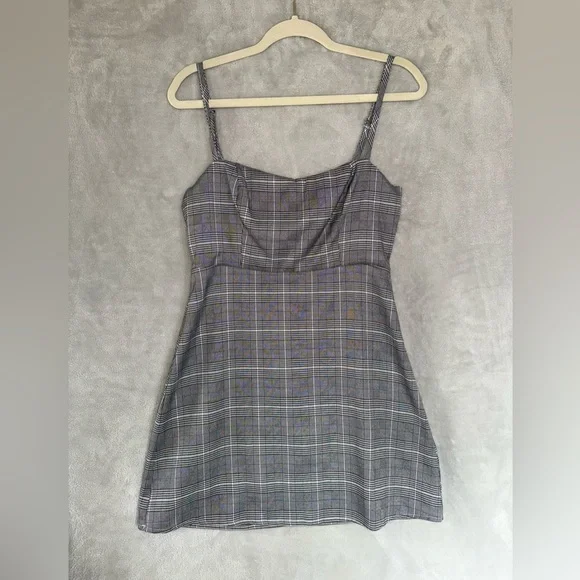 Honey Punch Charcoal Plaid Mini Dress - Picture 1 of 4
